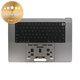 Cadre supérieur clavier pour MacBook Pro 16" A2780 (2023), avec clavier US et batterie, Space Gray, 661-32189, Genuine Apple