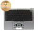 Cadre supérieur clavier pour MacBook Pro 14", A2442 (2021), A2779 (2023), avec clavier US et batterie, Space Gray, 661-32210, Genuine Apple