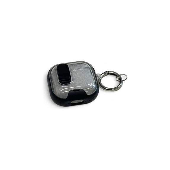 Étui en silicone avec support téléphone et mousqueton pour AirPods 4, Noir