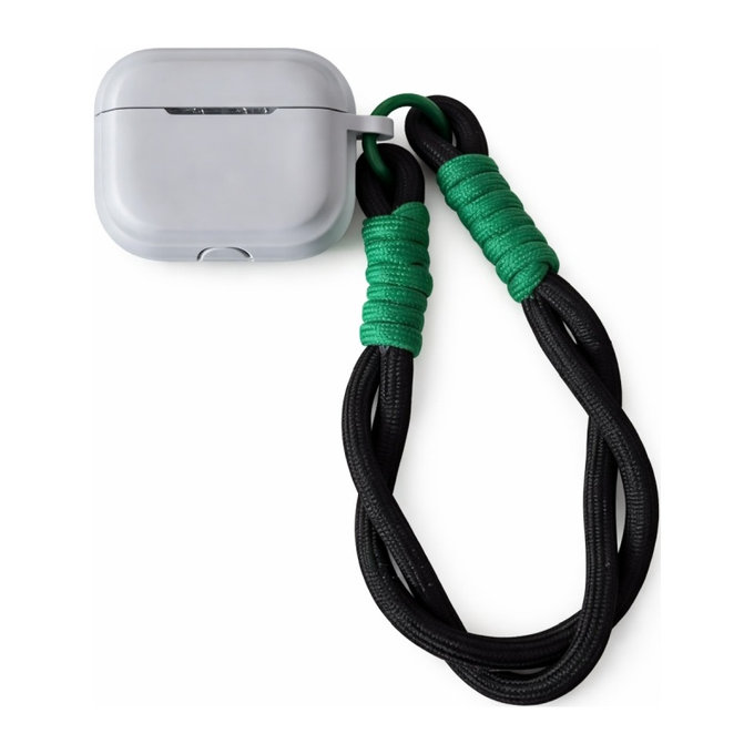 Étui en silicone pour AirPods 1 et 2, Gris avec cordon noir