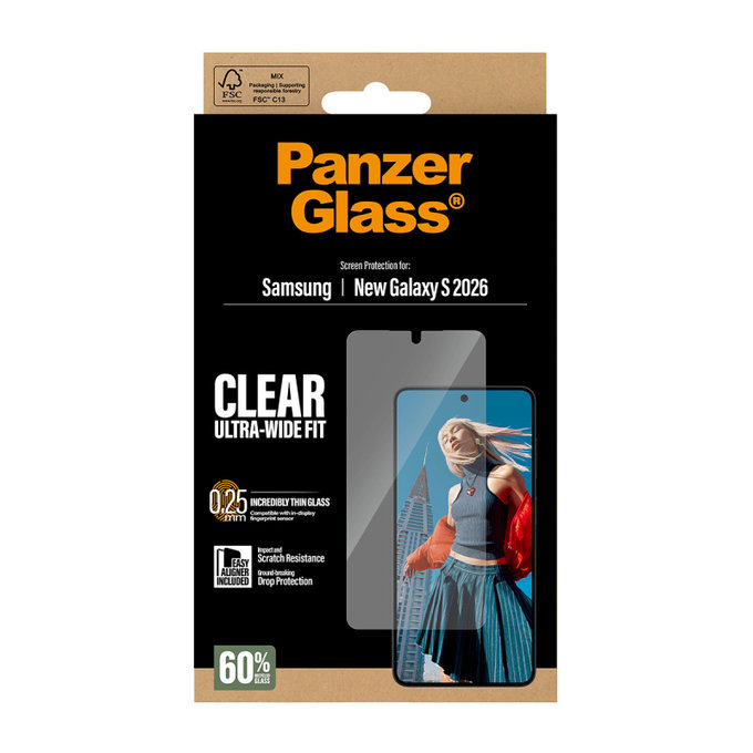 PanzerGlass - Verre trempé UWF avec applicateur pour Samsung Galaxy S26, transparent