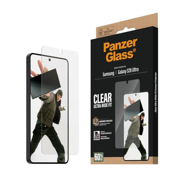 Verre trempé UWF avec applicateur pour Samsung S26 Ultra, Clair, PanzerGlass
