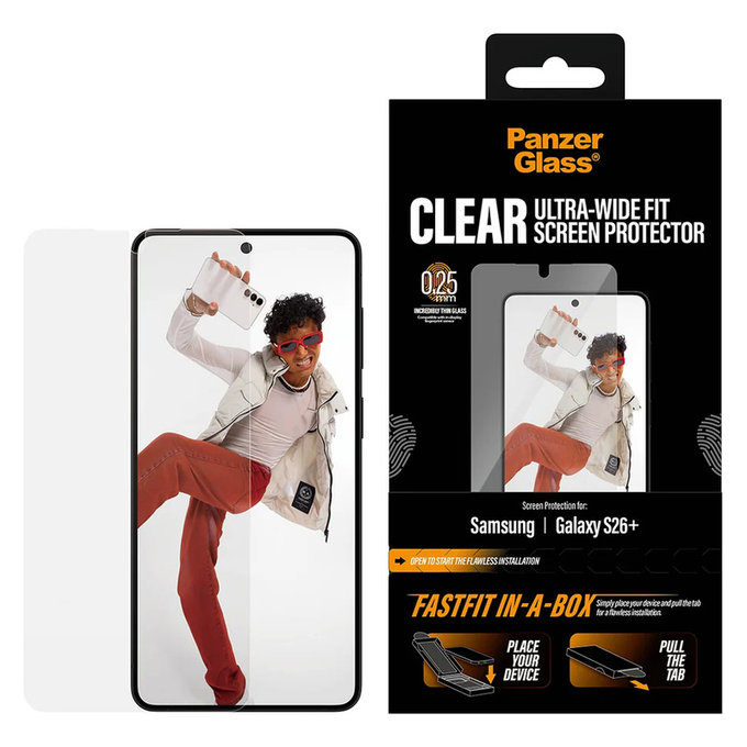 Verre trempé UWF avec FASTFIT In-A-Box pour Samsung Galaxy S26+, Clair, PanzerGlass