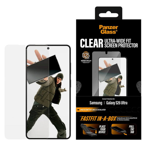 Verre trempé UWF avec FASTFIT In-A-Box pour Samsung S26 Ultra, Clair, PanzerGlass