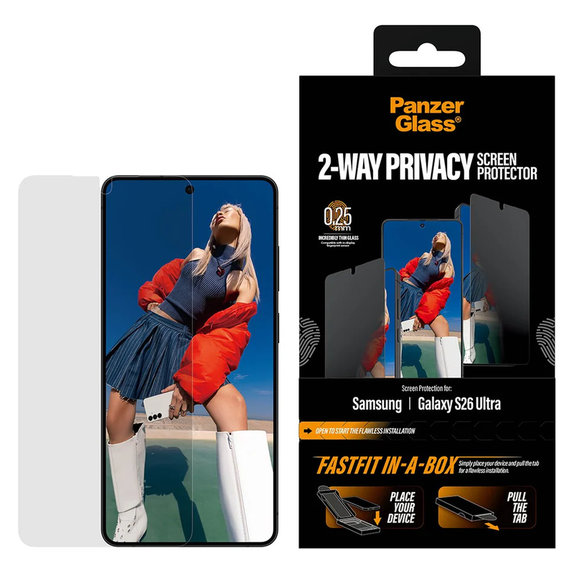 Verre trempé UWF 2-Way Privacy avec FASTFIT In-A-Box pour Samsung Galaxy S26 Ultra, Clair, PanzerGlass