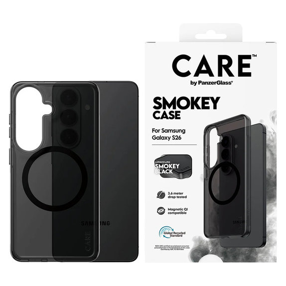 Étui Smokey avec QI noir pour Samsung Galaxy S26, Noir, PanzerGlass