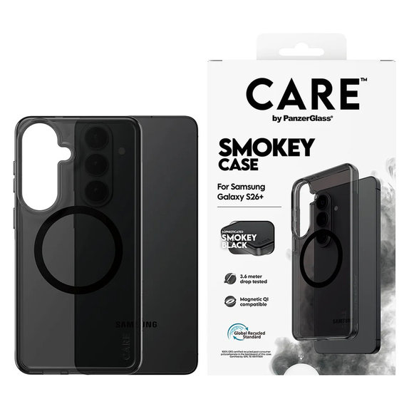 Étui Smokey avec QI noir pour Samsung Galaxy S26+, Noir, PanzerGlass