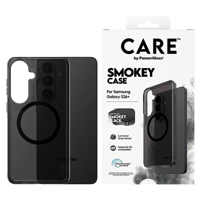 Étui Smokey avec QI noir pour Samsung Galaxy S26+, Noir, PanzerGlass