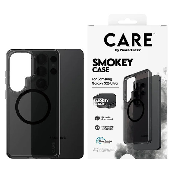Étui Smokey avec QI noir pour Samsung Galaxy S26 Ultra, Noir, PanzerGlass
