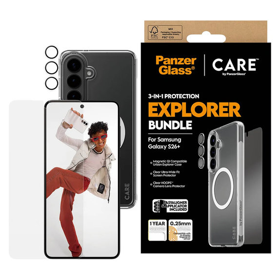 Bundle Explorer 3-en-1 pour Samsung Galaxy S26+, PanzerGlass