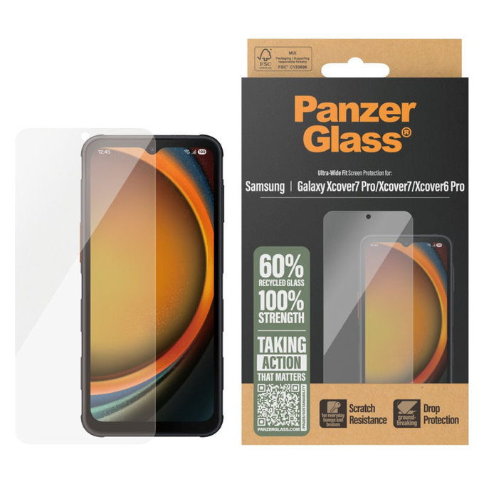 Verre trempé UWF pour Samsung Galaxy Xcover7 Pro/Xcover7/Xcover6 Pro, Clair, PanzerGlass