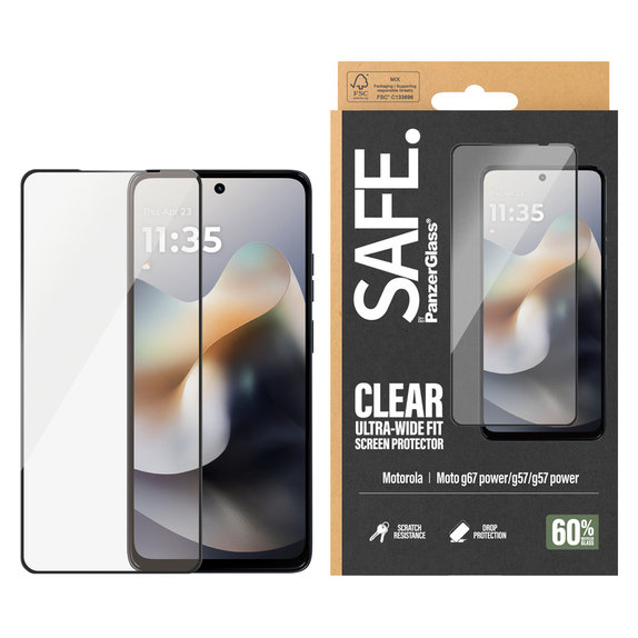 Verre trempé UWF pour Motorola Moto G57 Power 5G, Noir, SAFE by PanzerGlass