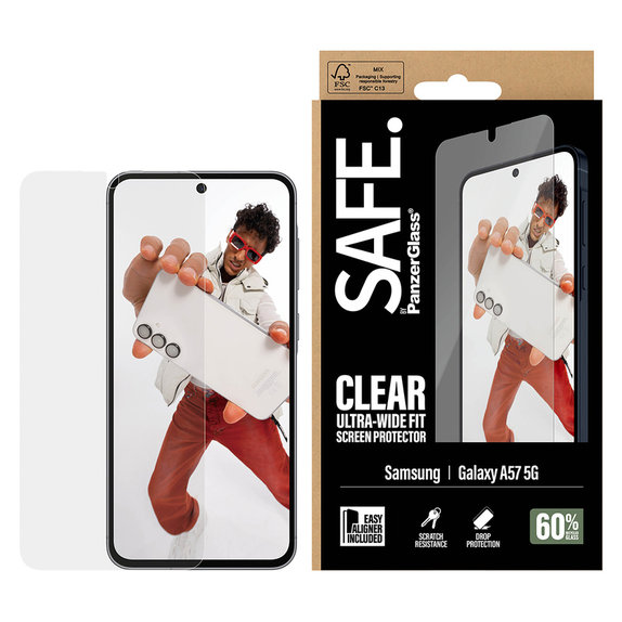 Verre trempé UWF avec applicateur pour Samsung Galaxy A57, Clair, SAFE by PanzerGlass