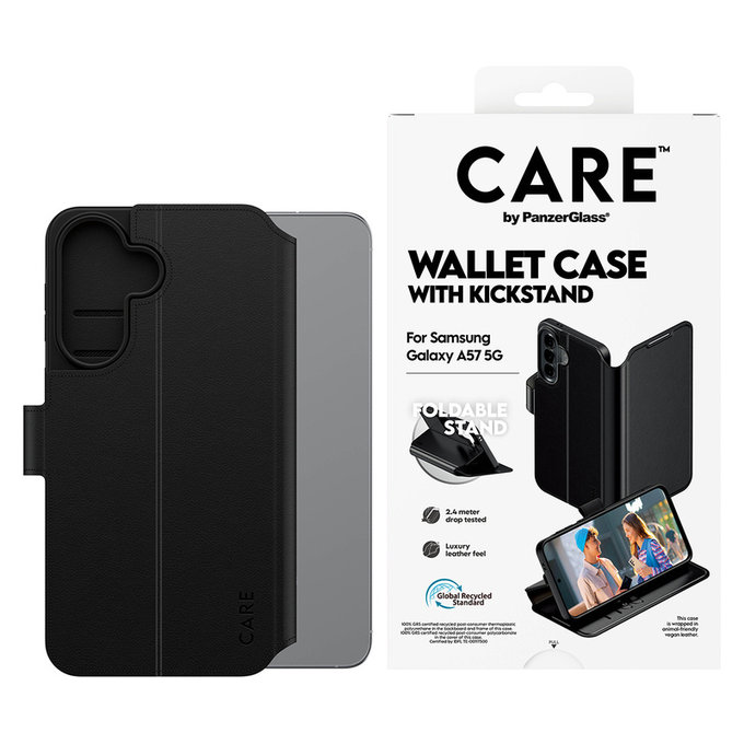 Étui Wallet Kickstand pour Samsung Galaxy A57, Noir, PanzerGlass