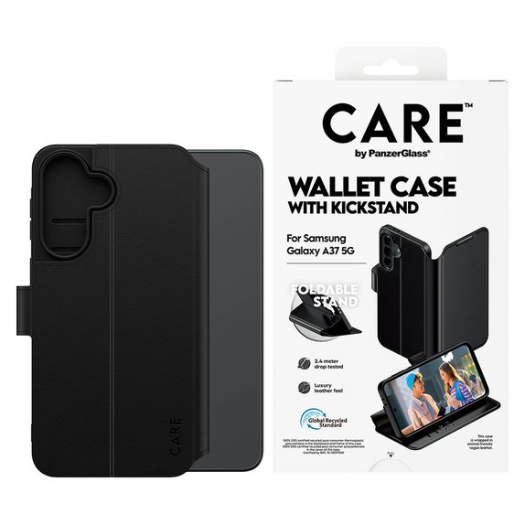 Étui Wallet Kickstand pour Samsung Galaxy A37, Noir, PanzerGlass