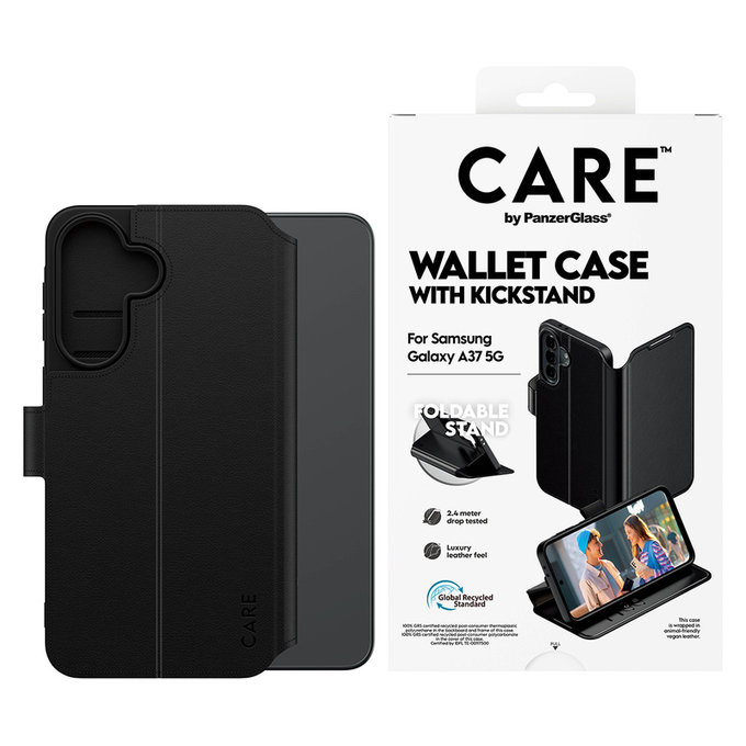 Étui Wallet Kickstand pour Samsung Galaxy A37, Noir, PanzerGlass