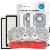Kit de pièces de rechange pour Roborock Qrevo MaxV, Pro, S (1x Brosse principale, 2x Filtre, 2x Brosse latérale, 4x Chiffon de vadrouille, 2x Sac à poussière)