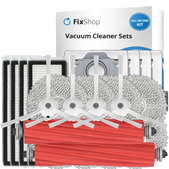 Kit de pièces de rechange pour Roborock Qrevo MaxV, Pro, S (2x Brosse principale, 4x Filtre, 4x Brosse latérale, 8x Chiffon de vadrouille, 4x Sac à poussière)