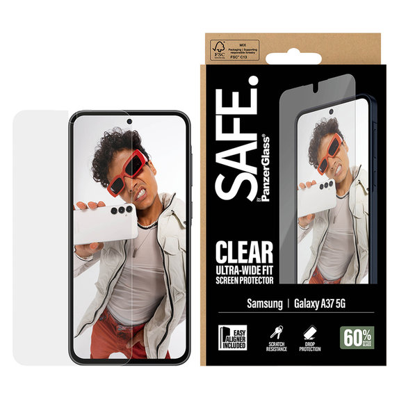 Verre trempé UWF avec applicateur pour Samsung Galaxy A37, Clair, SAFE by PanzerGlass