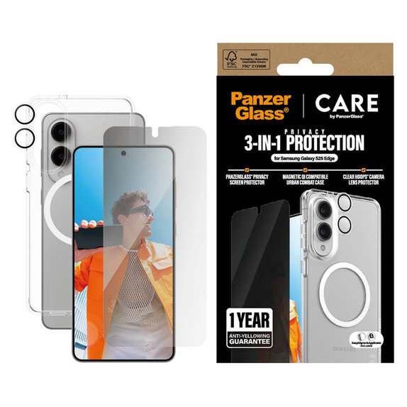 Bundle 3-en-1 Privacy pour Samsung Galaxy S25 Edge, PanzerGlass