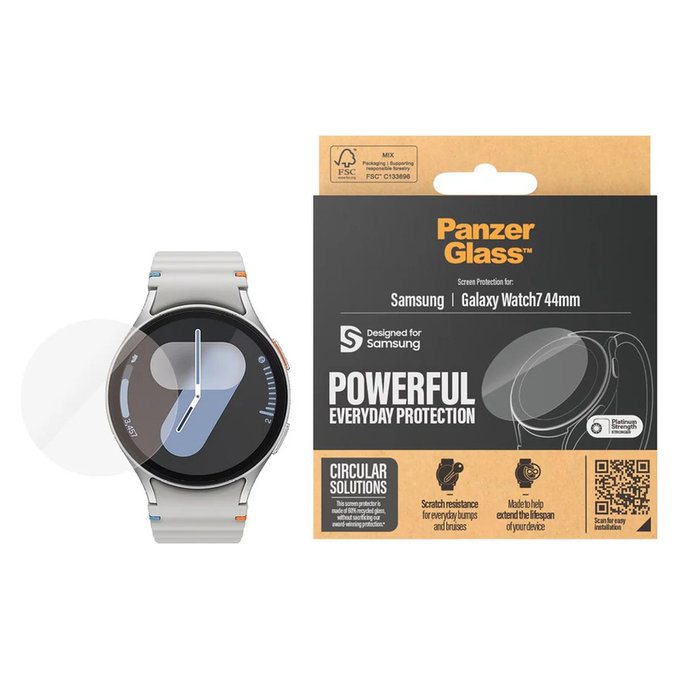 Verre trempé UWF pour Samsung Galaxy Watch7 44 mm, Clair, PanzerGlass