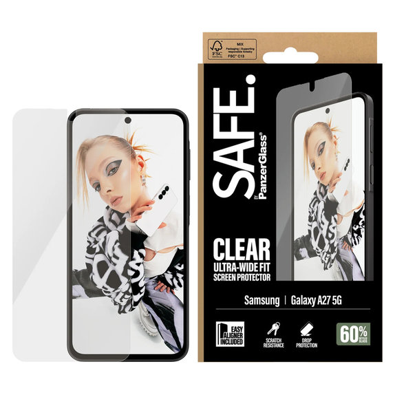 Verre trempé UWF avec applicateur pour Samsung Galaxy A27, Clair, SAFE by PanzerGlass