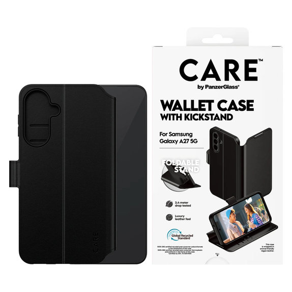 Étui Wallet Kickstand pour Samsung Galaxy A27, Noir, PanzerGlass