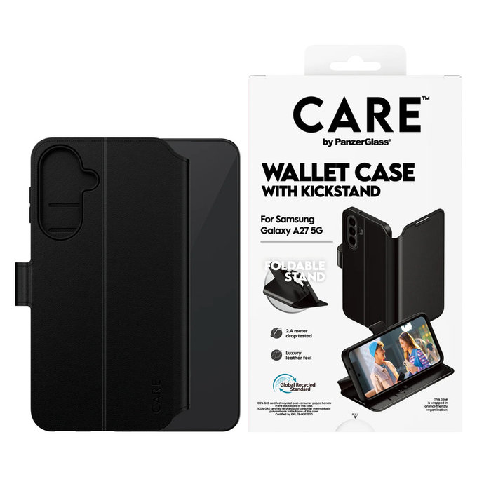 Étui Wallet Kickstand pour Samsung Galaxy A27, Noir, PanzerGlass