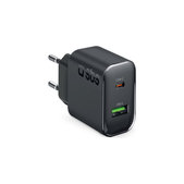 Adaptateur de voyage USB-A/USB-C, GaN, 65 W PD, noir, SBS