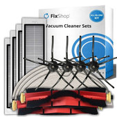 Kit de pièces de rechange pour Xiaomi Roborock S5 Max, S6, S6 MaxV, S6 Pure, Xiaowa E3 (2x Brosse principale, 4x Filtre, 4x Brosse latérale – noire, 4x Chiffon de vadrouille)