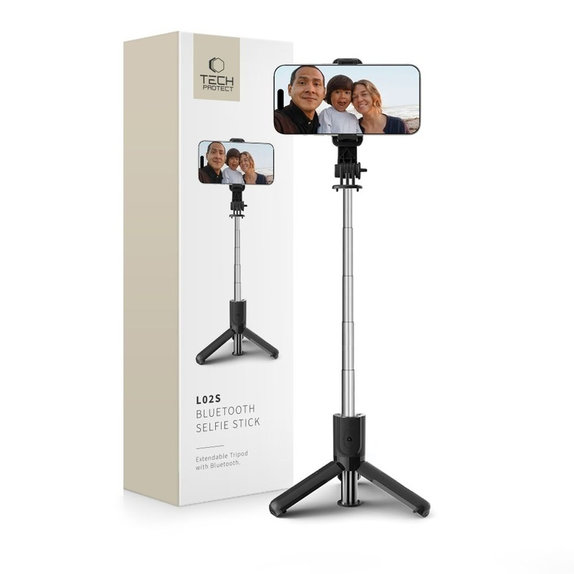Perche selfie avec trépied L02S, noire, Tech-Protect
