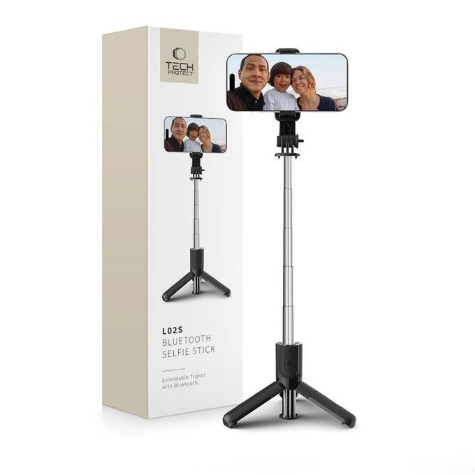 Perche selfie avec trépied L02S, noire, Tech-Protect
