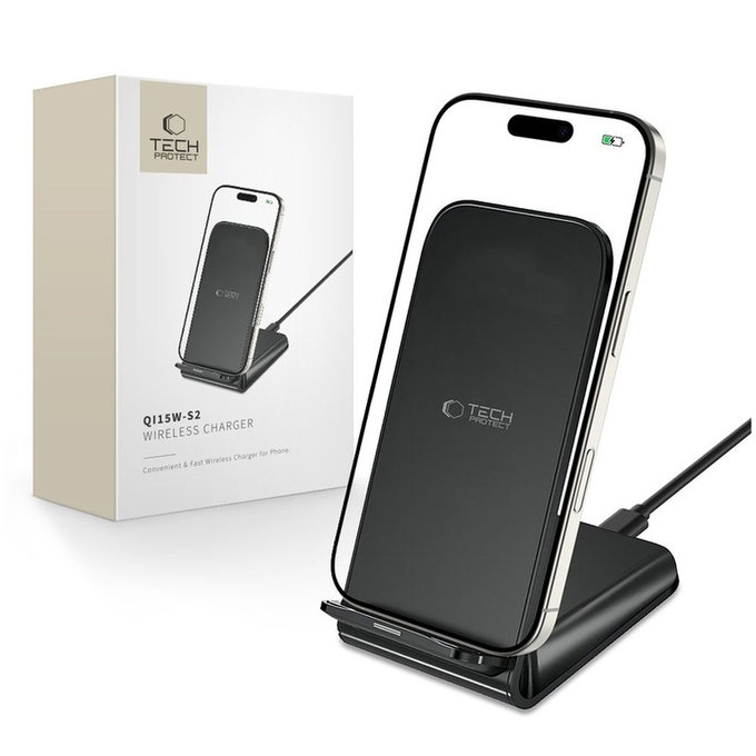 Chargeur sans fil QI15W-S2 15W, noire, Tech-Protect