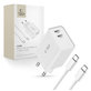 Chargeur secteur C35W 2-PORT PD 35W + USB-C Cable, blanche, Tech-Protect