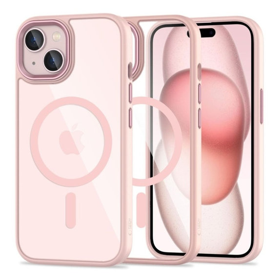 Coque MagMat MagSafe pour iPhone 15, rose/transparente, Tech-Protect