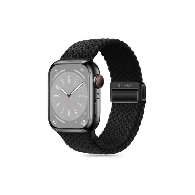 Bracelet Nylonmag pour Apple Watch 8 / 9 / 10 / 11 / SE / Ultra (44 / 45 / 46 / 49 mm), noire, Tech-Protect