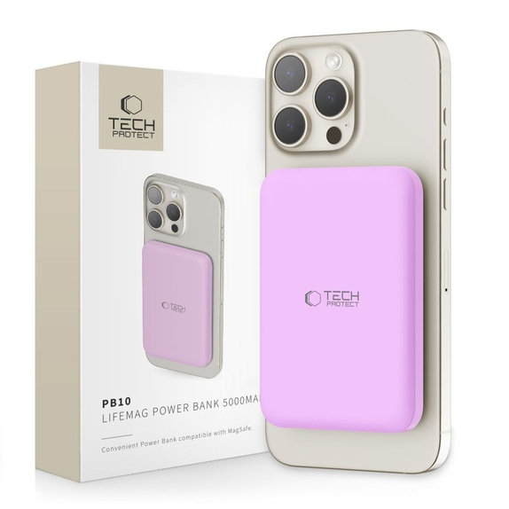 Batterie externe PB10 Lifemag MagSafe 5000mAh, Lilac, Tech-Protect