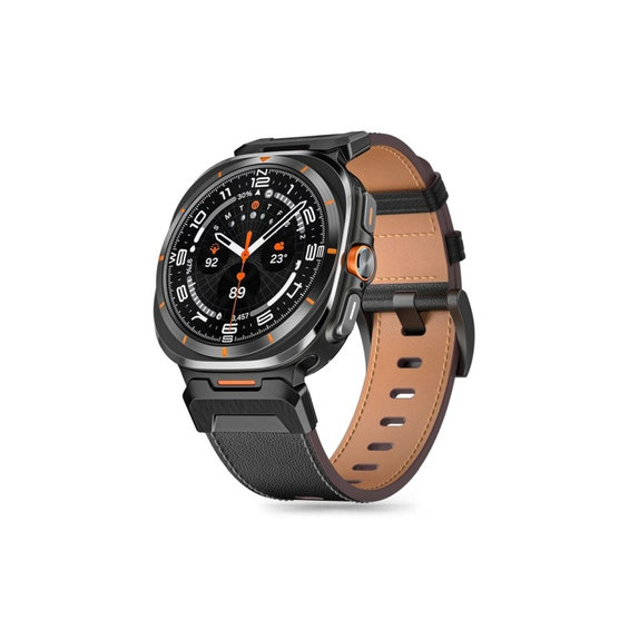 Bracelet Delta Pro pour Samsung Watch Ultra 1 / 2 2024-2026 (47 mm) Leather, noire, Tech-Protect