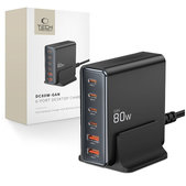Chargeur secteur DC80W-GAN 6-PORT PD 80W / QC3.0, noire, Tech-Protect