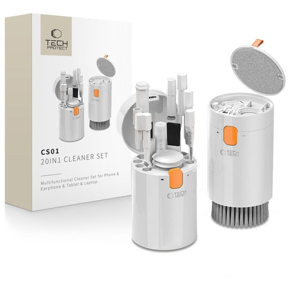 Kit de nettoyage CS01 20 en 1 pour appareils électroniques, blanc, Tech-Protect