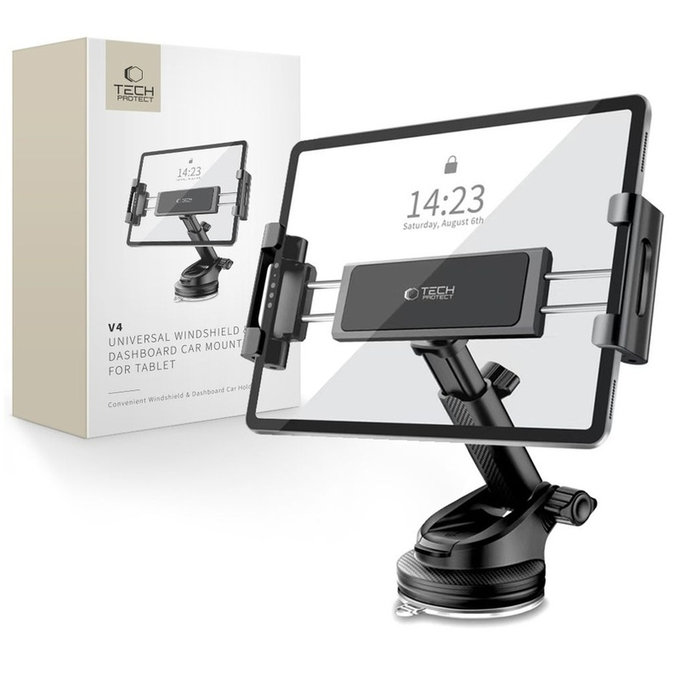 Support voiture V4 Universal Windshield & Dashboard for Tablet, noire, Tech-Protect
