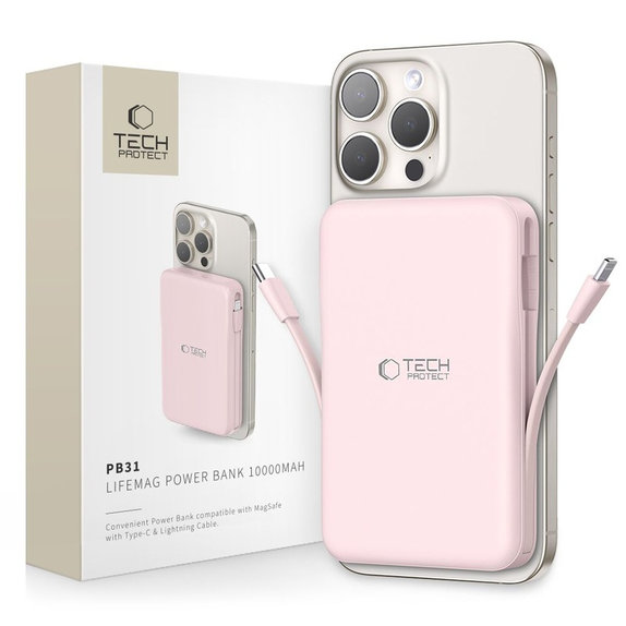 Batterie externe PB31 Lifemag MagSafe 10000mAh, rose, Tech-Protect