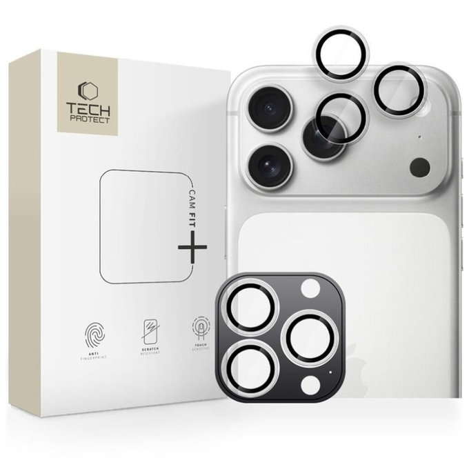 Protection caméra Camring Fit+ pour iPhone 14 Pro / Max / 15 Pro / Max / 16 Pro / Max / 17 Pro / Max, transparente, Tech-Protect