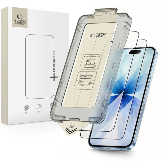 Verre trempé Quick Set+ 2-PACK pour iPhone 17, noire, Tech-Protect