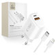 Chargeur secteur NCA20 2-PORT PD 20W / QC3.0 + Lightning Cable, blanche, Tech-Protect