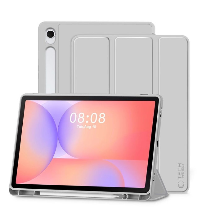 Coque Sc Pen pour Samsung Tab S9 11.0 / S9 FE / S10 FE / S10 Lite 10.9 X710 / X716B / X510 / X516B / X520 / X526 / X400 / X406B, grise, Tech-Protect