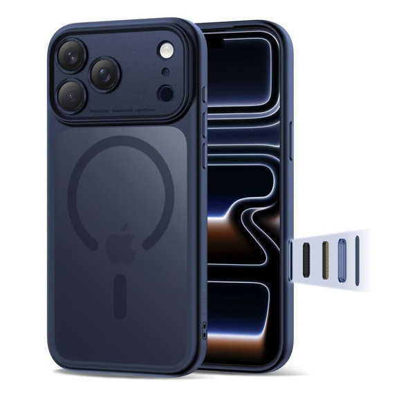 Coque MagPeak MagSafe CC pour iPhone 17 Pro, Matte Deep Blue, Tech-Protect