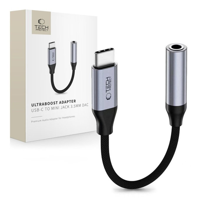 Adaptateur Ultraboost USB-C To Mini Jack 3.5MM DAC, Iron Grey, Tech-Protect