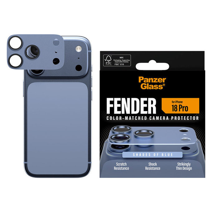 Protection d'objectif Fender pour iPhone 18 Pro, Italian Blue, PanzerGlass