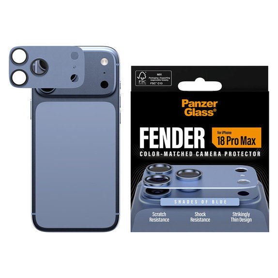 Protection d'objectif Fender pour iPhone 18 Pro Max, Italian Blue, PanzerGlass